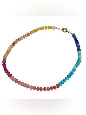 New Natural Gemstone Multicolor Beaded Boho Anthro-Style Necklace Gradient color